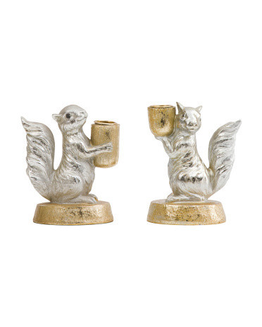 Set Of 2 3.5X6 Squirrel Candle Holders | TJ Maxx