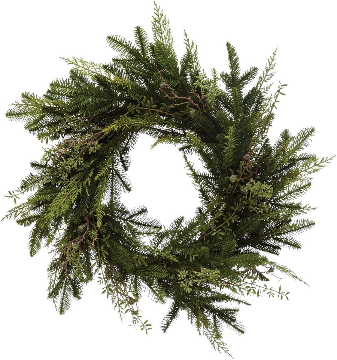 Creative Co-Op Round Faux Mixed Evergreen Wreath, Green Wall Decor, Multi | Amazon (US)