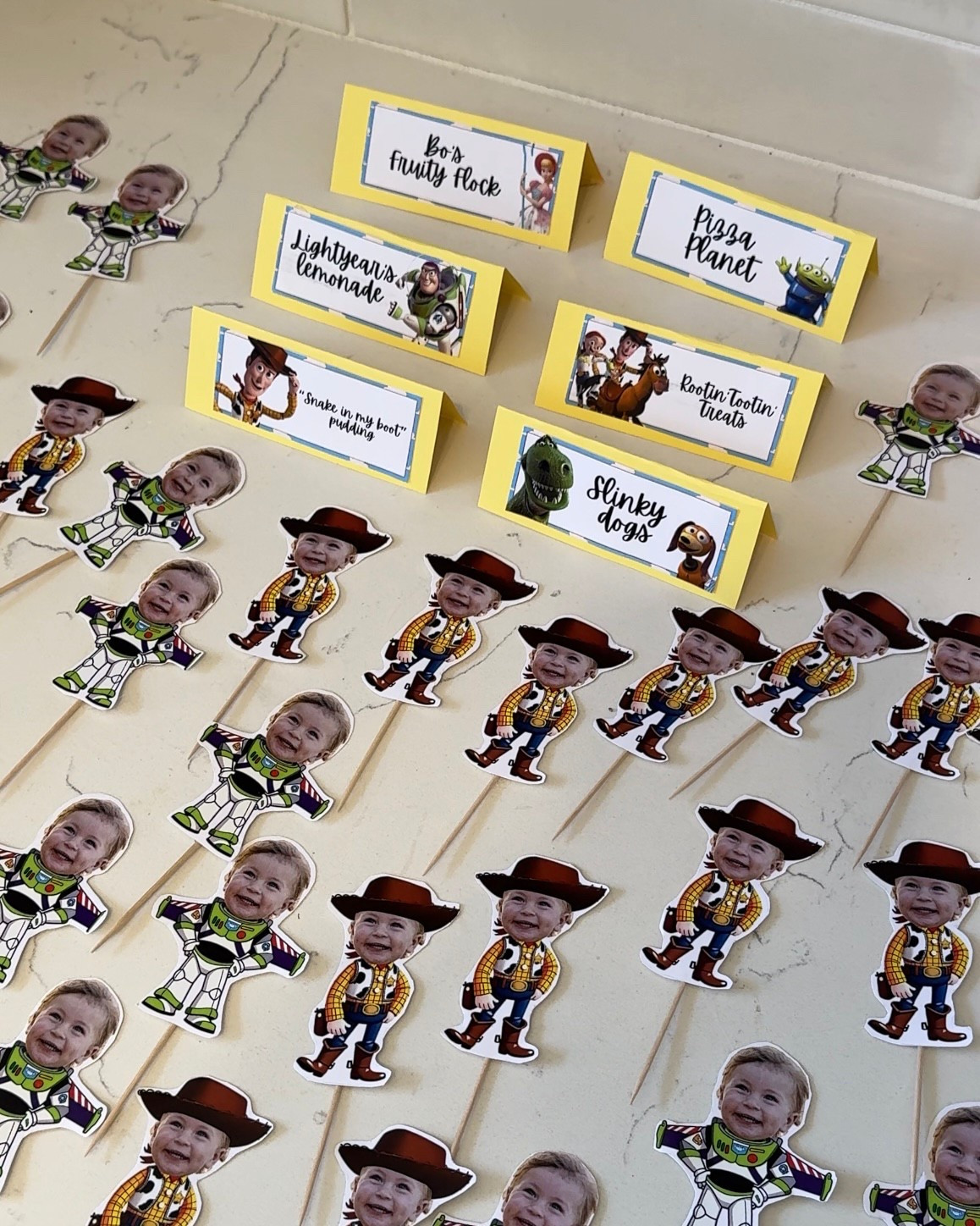 Toy Story Party cupcake toppers and food labels 