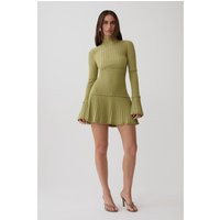 Adena Pointelle Knit Mini Dress / Olive | MESHKI | XXS | MESHKI US