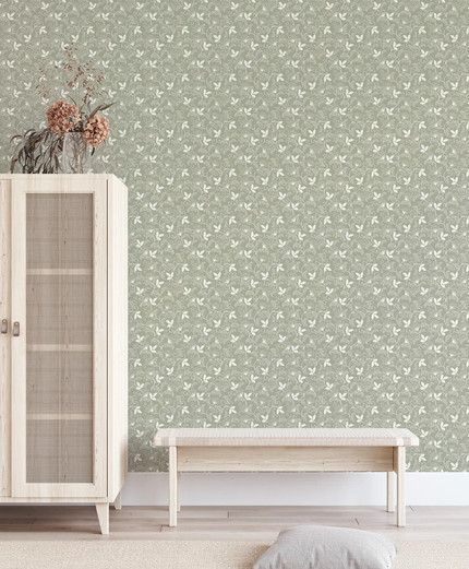 Green Vintage Wallpaper Removable Peel and Stick Wallpaper