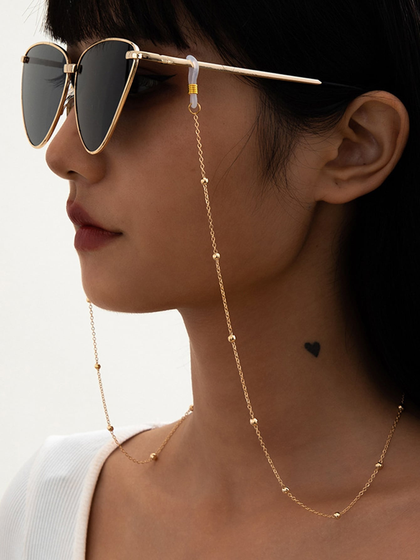 1pc Women's Fashionable Round Beaded Eyeglass Chain, Eyewear Necklace Prevents Loss Of Sunglasses... | SHEIN