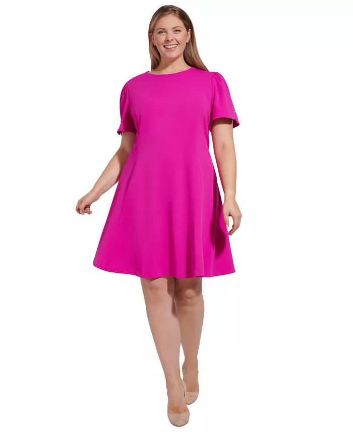 DKNY Plus Size Button-Trim Fit & Flare Dress - Macy's | Macy's