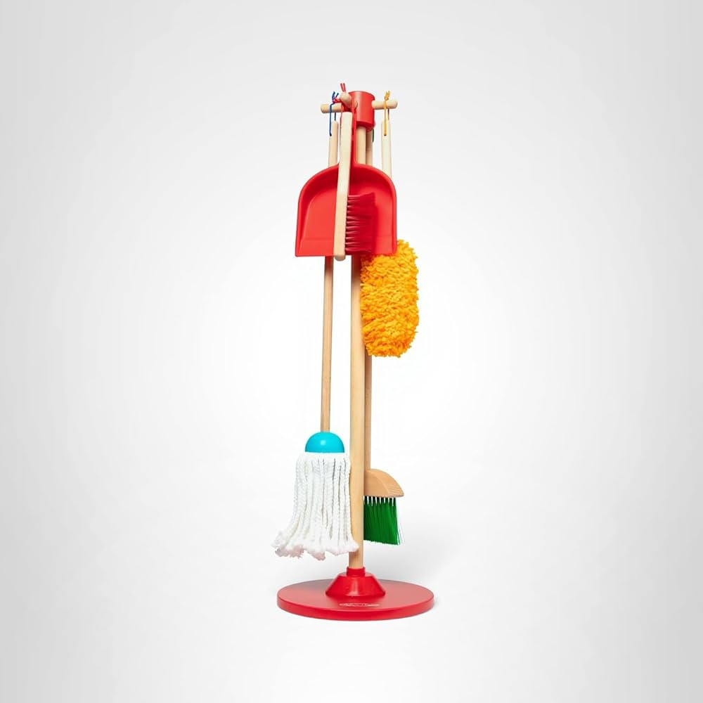 Melissa & Doug Dust Sweep Mop 6-Piece Pretend Play Set, Toddler Toy Cleaning, Pretend Play Home C... | Amazon (US)