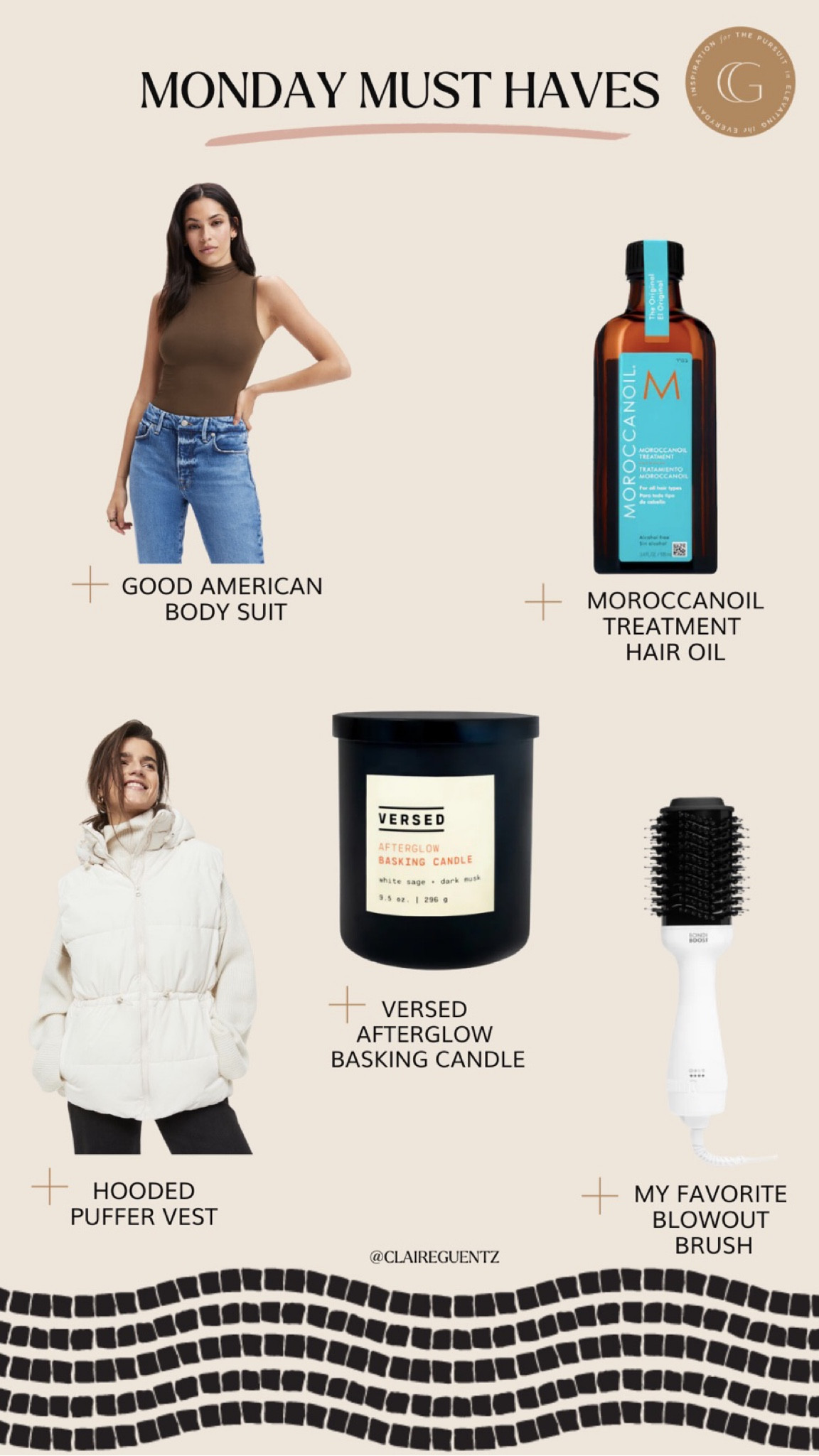 Moroccan oil; blowout brush; mock-neck bodysuit; puffer vest 

#competition

#LTKunder50 #LTKFind #LTKsalealert