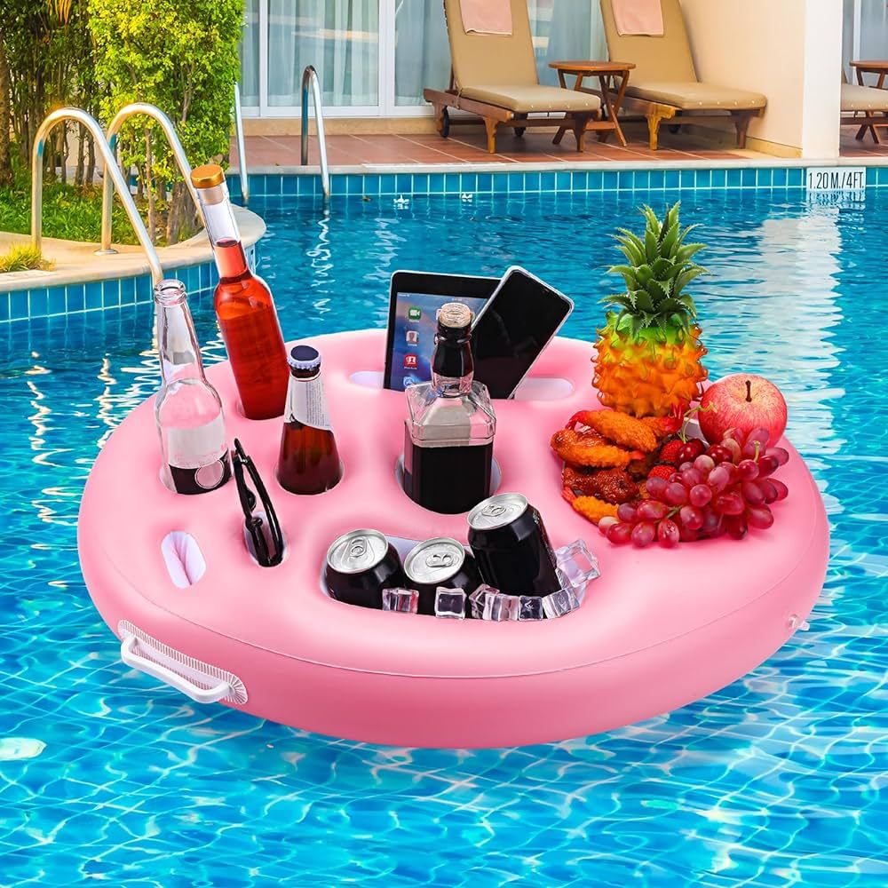 9 Holes Inflatable Floating Drink Holder for Pool Large Capacity Drink Floating Pool Hot Tub Tray... | Amazon (US)