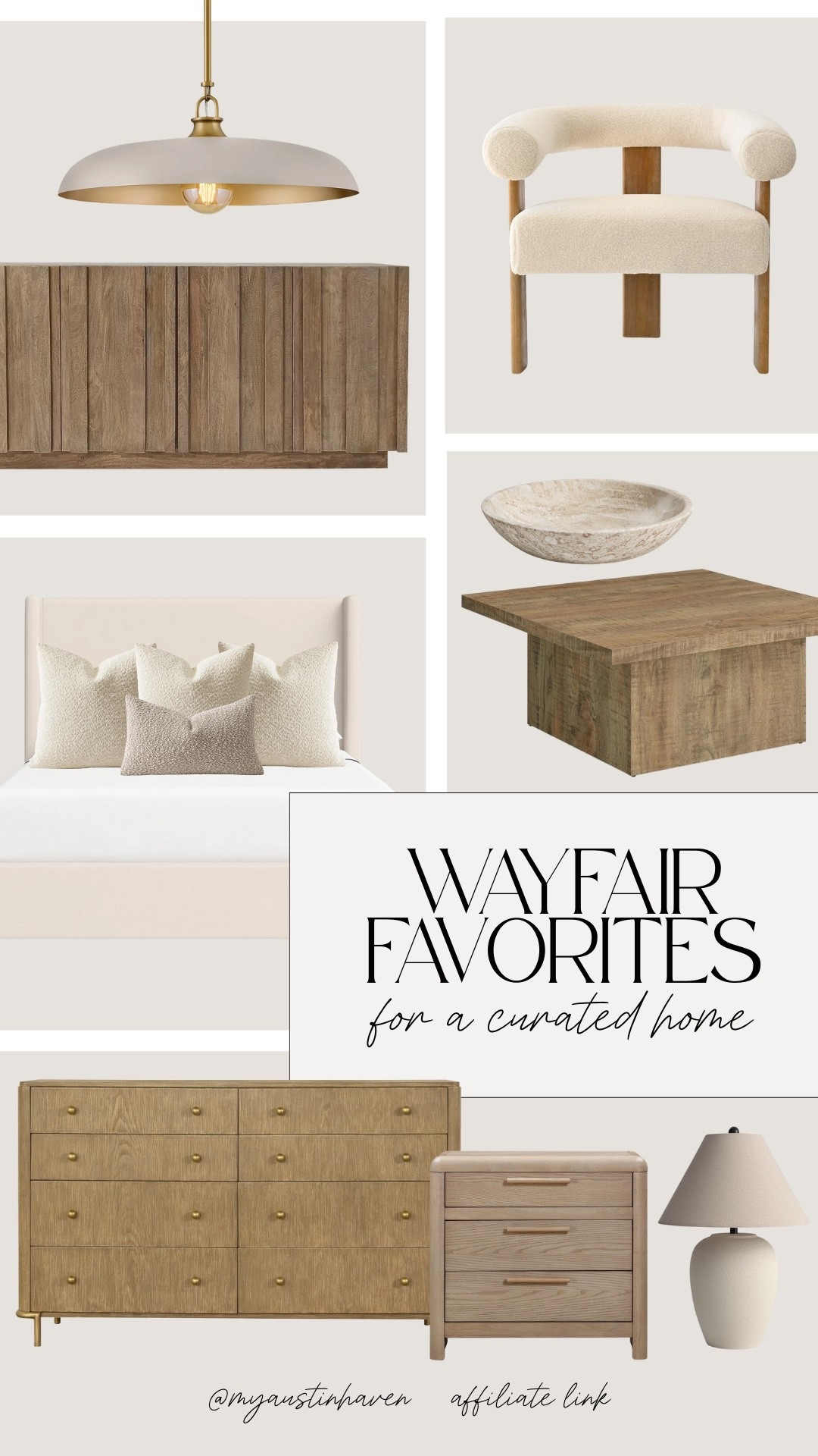 Timeless Wayfair favorites with warm wood tones and soft neutrals for a cozy, curated home. 🤍

Wayfair home finds, neutral furniture, organic modern decor, warm neutral home, modern furniture, curated home decor, boucle accent chair, wood furniture, neutral bedroom furniture, living room furniture finds, affordable designer furniture, transitional home style, cozy modern home, neutral lighting, home decor finds.
 

 

#LTKSaleAlert #LTKHome