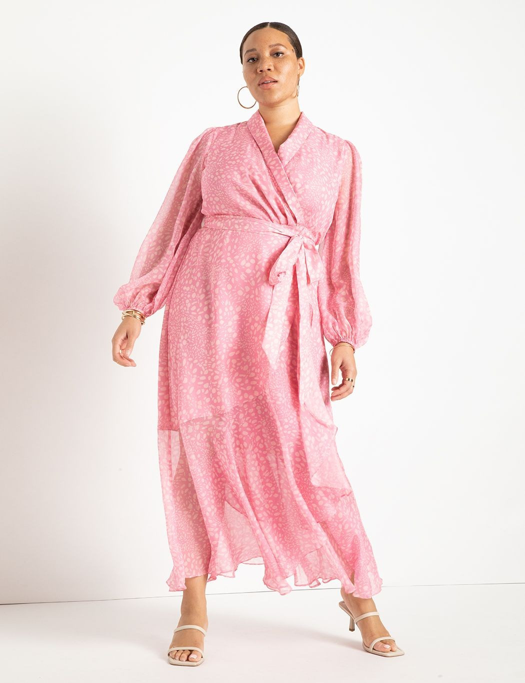 Sheer High-Low Wrap Dress | Women's Plus Size Dresses | ELOQUII | Eloquii