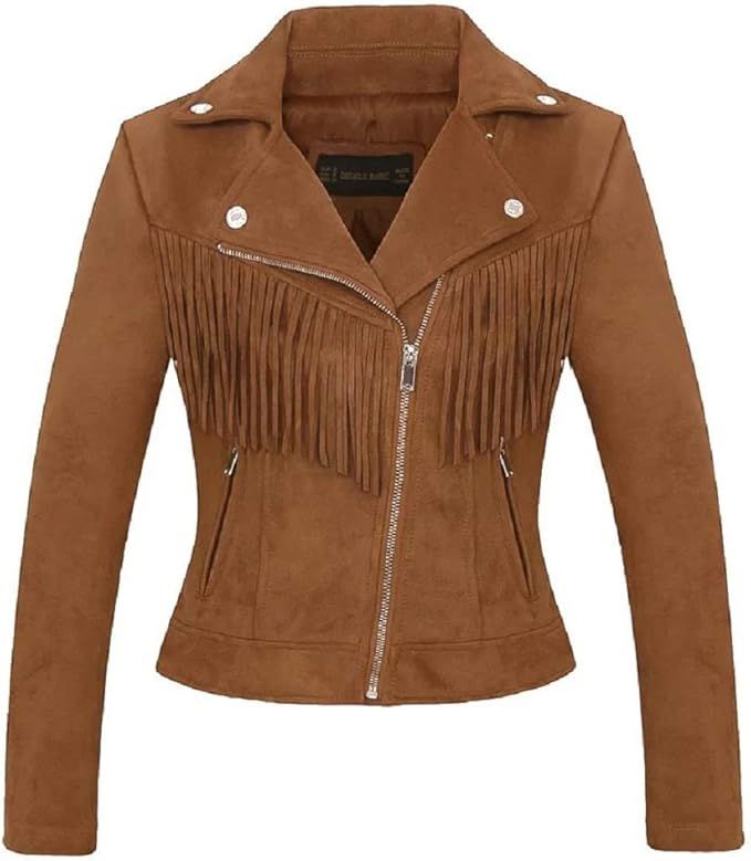 CHARTOU Women's Fall 2023 Fashion Faux Suede Leather Casual Moto Biker Jacket Coats | Amazon (US)