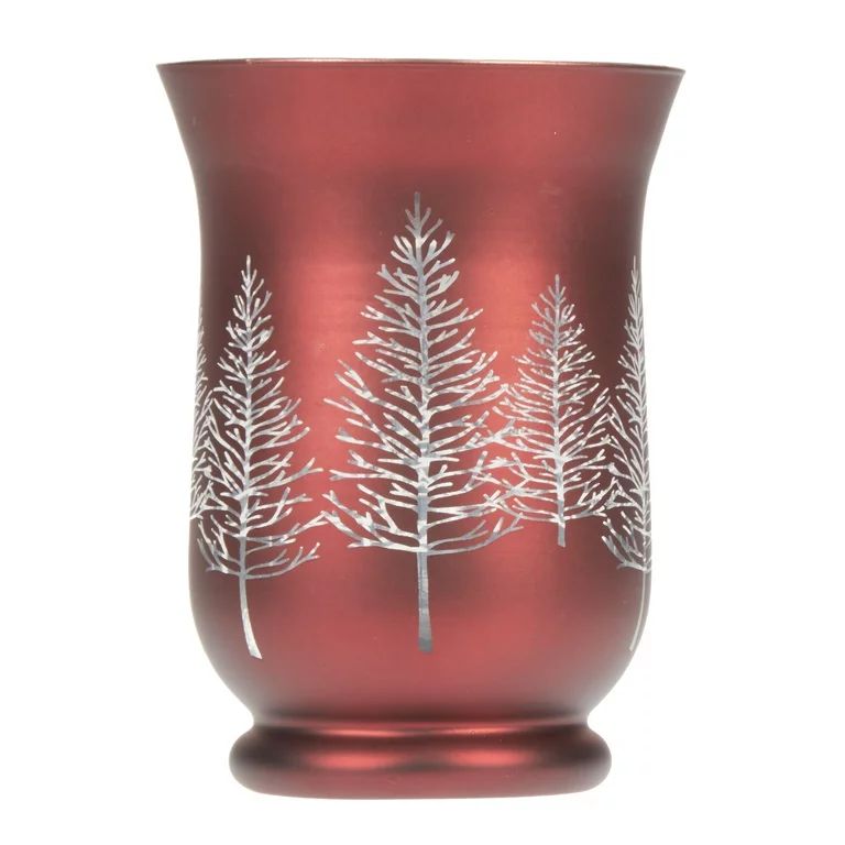 Holiday Time Christmas Cabin Red Tree Votive Candle Holder, 5.9" | Walmart (US)