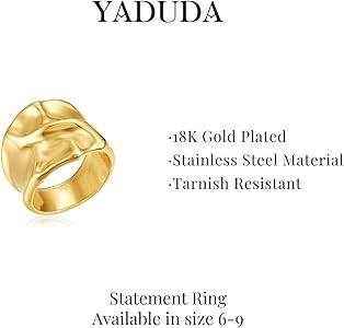 YADUDA Gold Silver Rings Set for Women Chunky Statement Rings ZC Dome Evil Eye Croissant ring Thi... | Amazon (US)