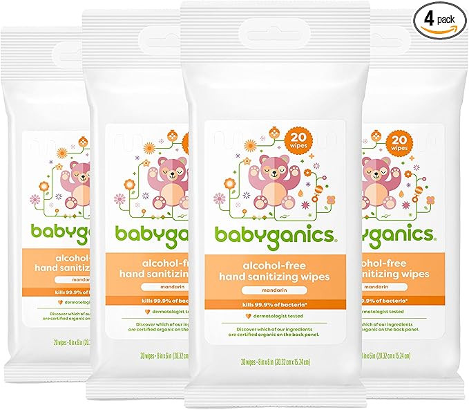 Babyganics Alcohol-Free Hand Sanitizing Wipes, Mandarin, Kills 99.9% of Common Bacteria, Moisturi... | Amazon (US)