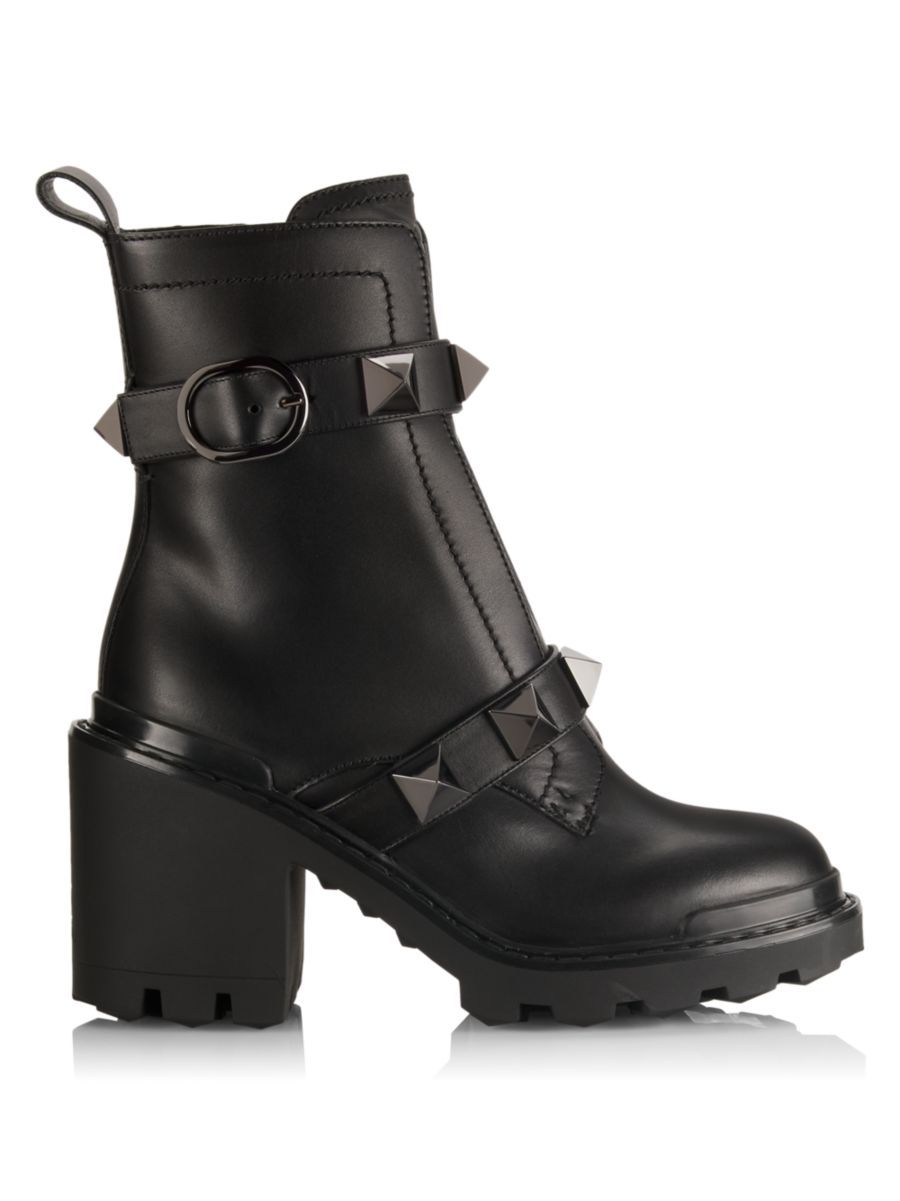 Valentino Garavani Roman Stud Leather Combat Boots | Saks Fifth Avenue (CA)