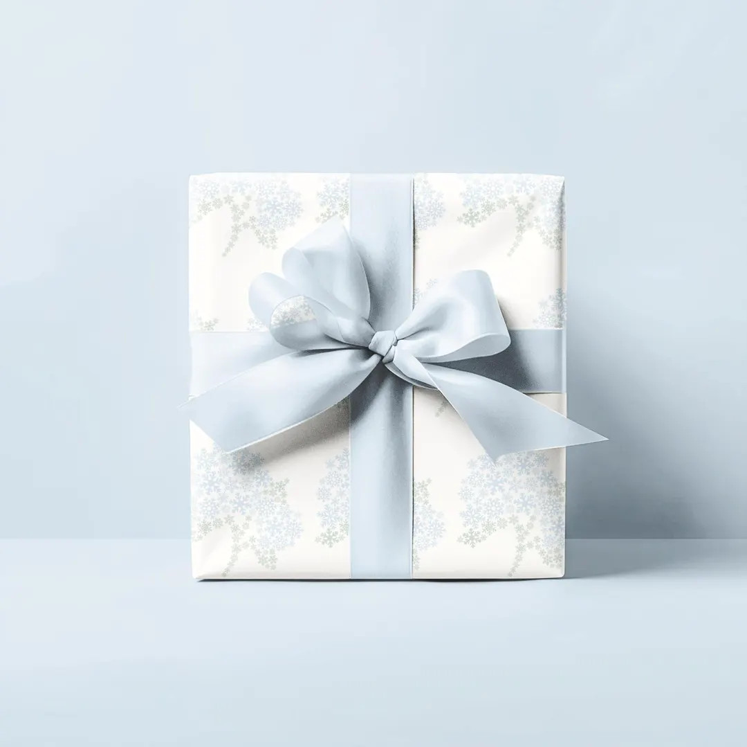 Snowflake Hydrangea Light Blue Wrapping Paper, Gift Wrap, Modern Pastel Holiday, Elegant Christma... | Etsy (US)