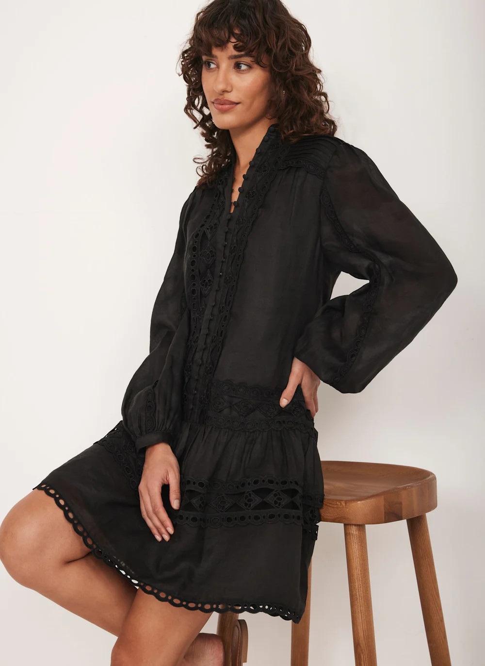 Black Lace Detail Mini Dress | Mint Velvet