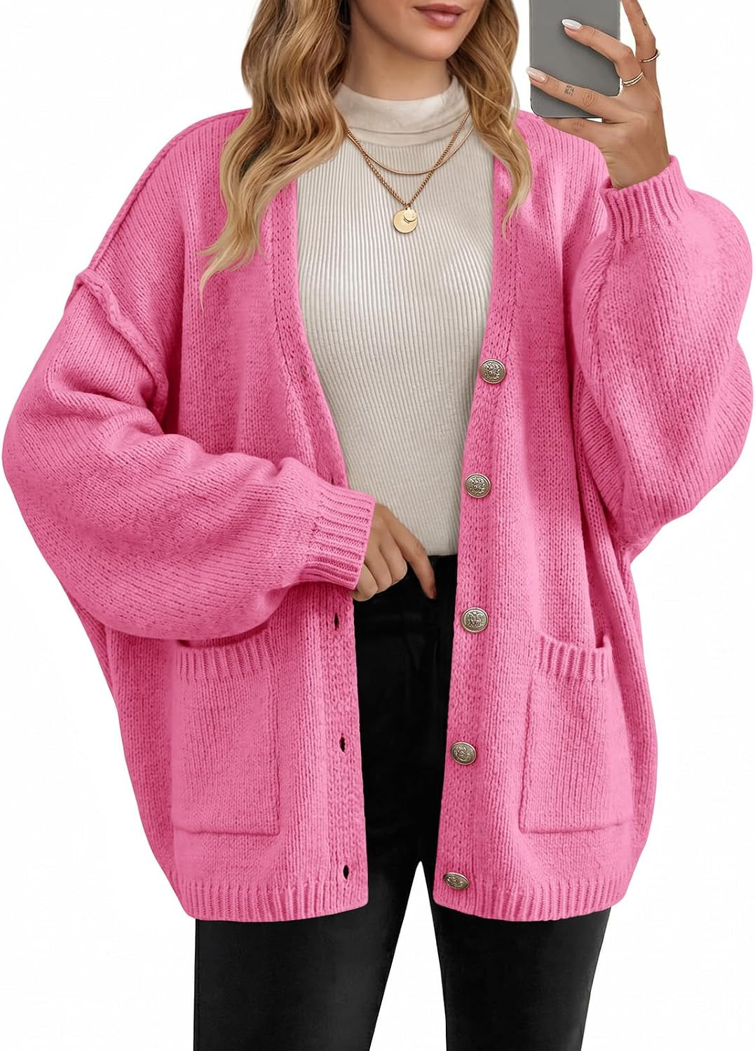 Saodimallsu Women Oversized Cardigan Sweaters Button Up Fall Chunky Sweater | Amazon (US)