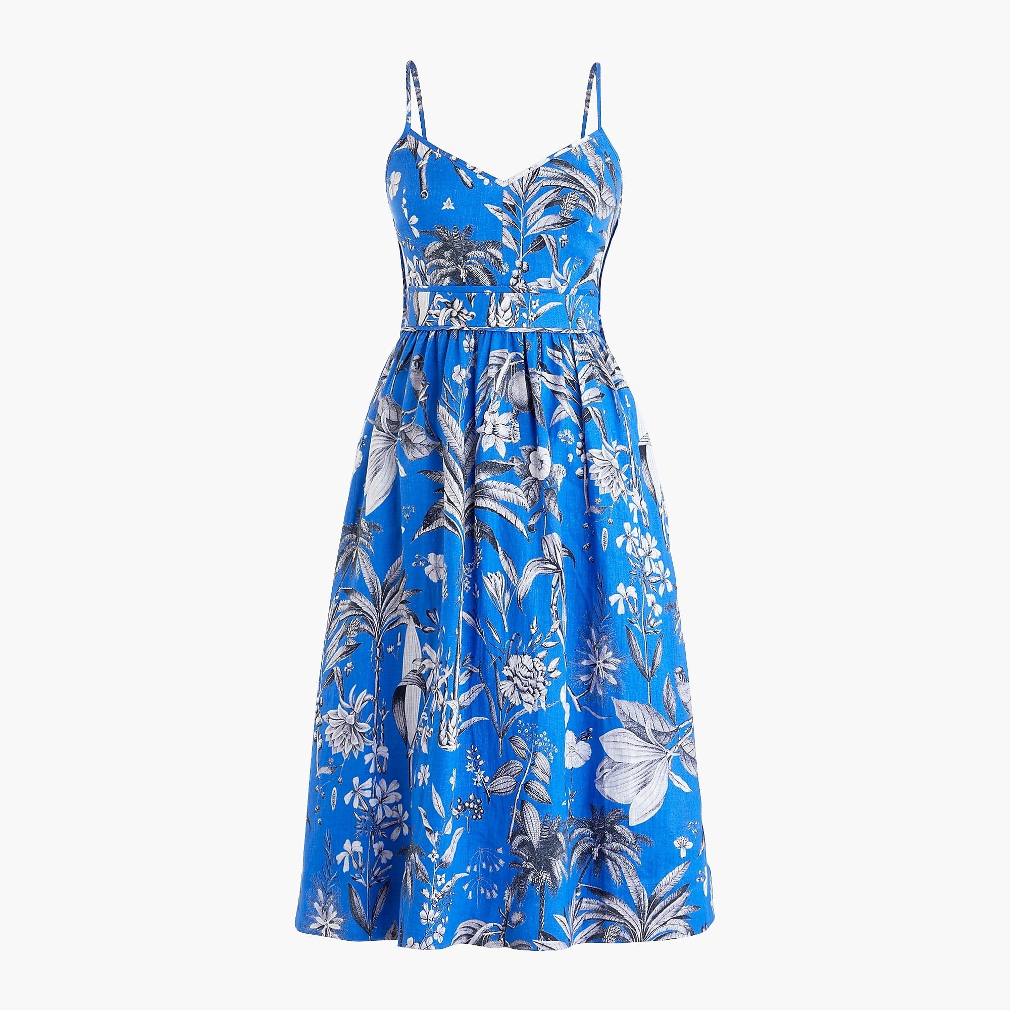Linen spaghetti-strap tea dress in Ratti® tropical toile | J. Crew US
