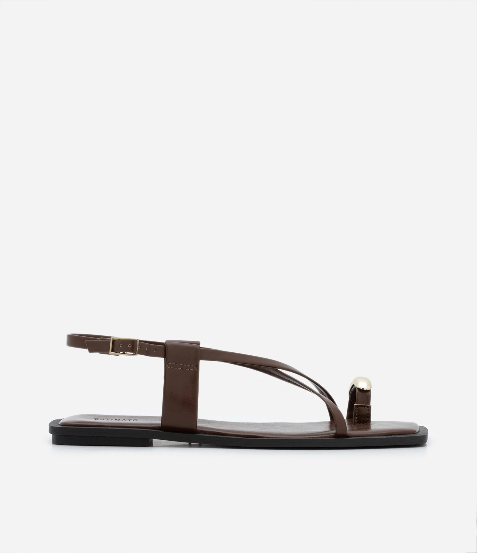 Sandália Rasteira em PU com Dedeira e Aviamento Bold Marrom - Lojas Renner | Renner (BR)