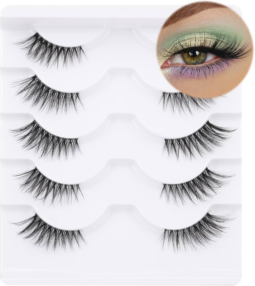 False Eyelashes Half Lashes Natural Look Wispy Mink Lashes zanlufly Cat Eye DIY Lightweight Invis... | Amazon (US)