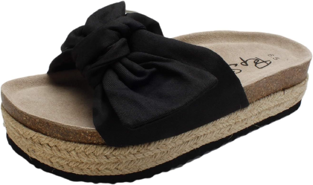 PepStep Slide Sandals for Women/Cork Sole/Canvas Knot Bow/Womens Slides/Sandals for Women | Amazon (US)