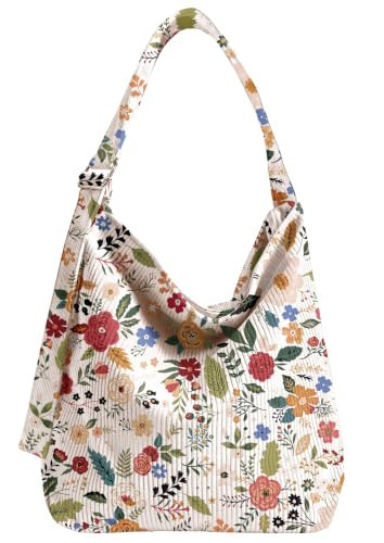 VelvetHue Corduroy Hobo Bag for Women Large Zipper Tote Handbag | Amazon (US)