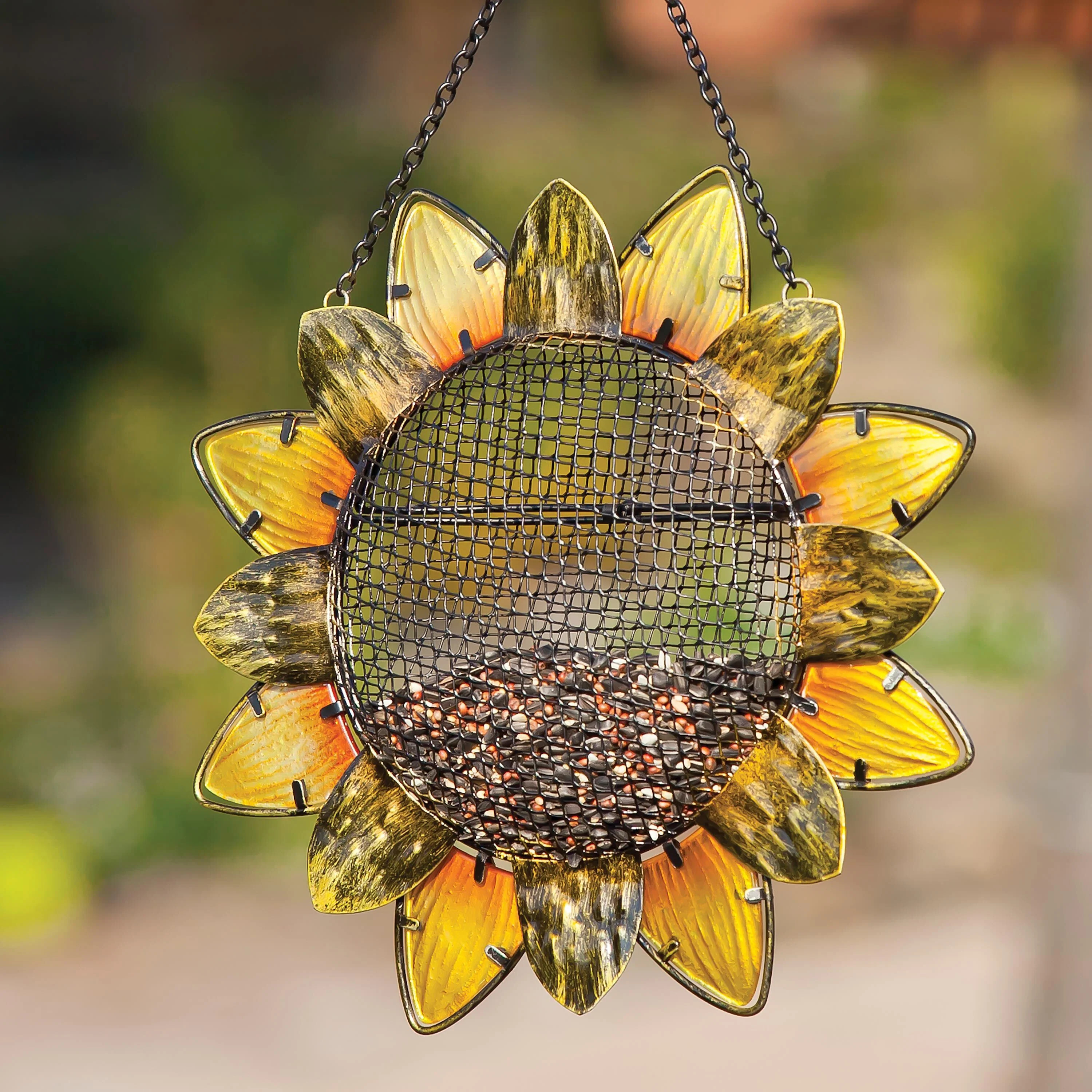 Glass and Metal Sunflower Bird Feeder | Plow & Hearth