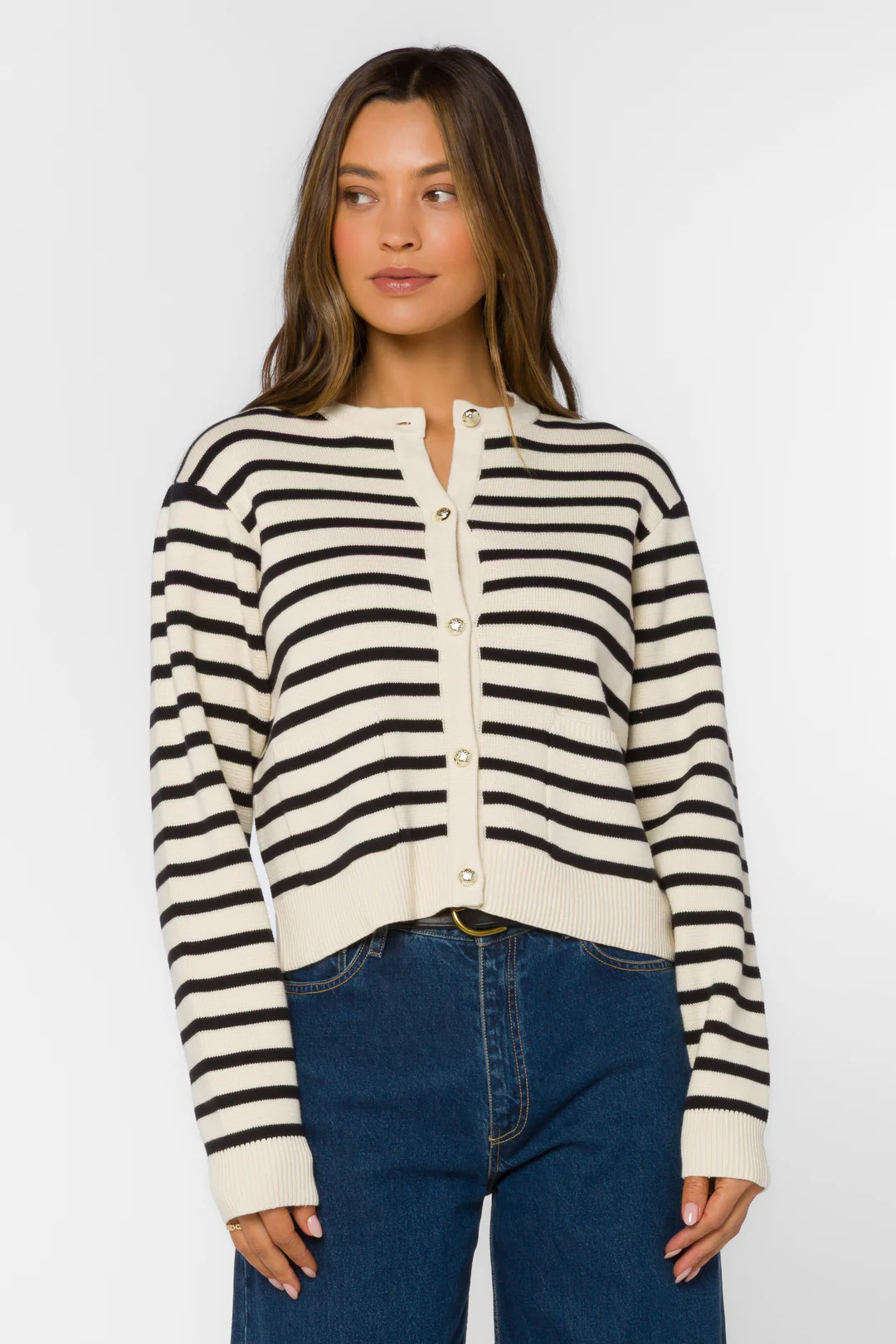 Melinda Black Stripe Cardigan | Velvet Heart Clothing