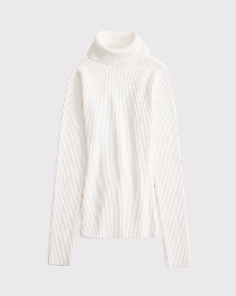 Abercrombie & Fitch Women's LuxeLoft Slim Ribbed Turtleneck Top in Cream - Size L | Abercrombie & Fitch (US)