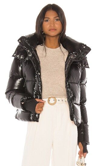 Jordy Cropped Puffer Jacket in Jet | Revolve Clothing (Global)