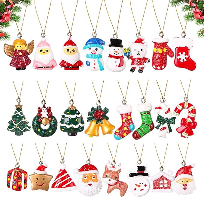 24pcs Mini Christmas Ornaments Set - Petite Ornaments for Christmas Tree Decorations - Holiday Pa... | Amazon (US)