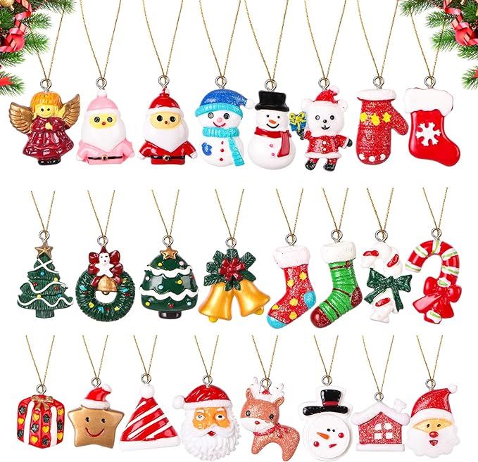 24pcs Mini Christmas Ornaments Set - Petite Ornaments for Christmas Tree Decorations - Holiday Pa... | Amazon (US)