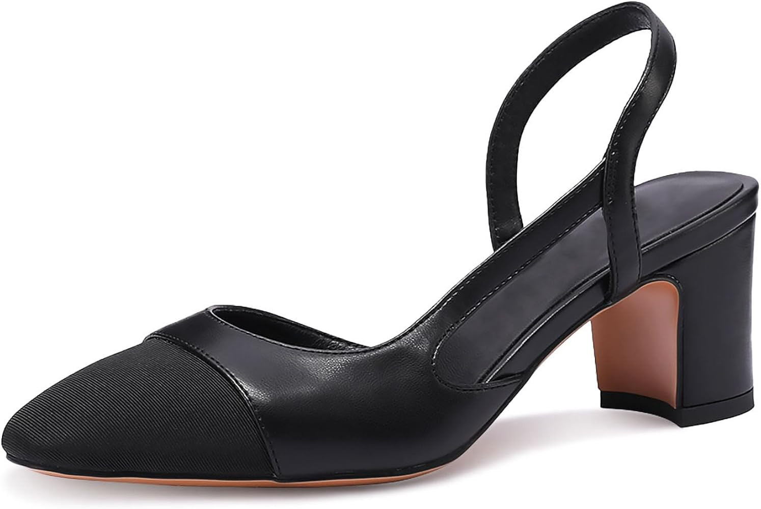 MIRAAZZURRA Women Sling Back Pumps Chunky Heels Sexy Splicing Round Toe Casual Wedding Shoes for ... | Amazon (US)