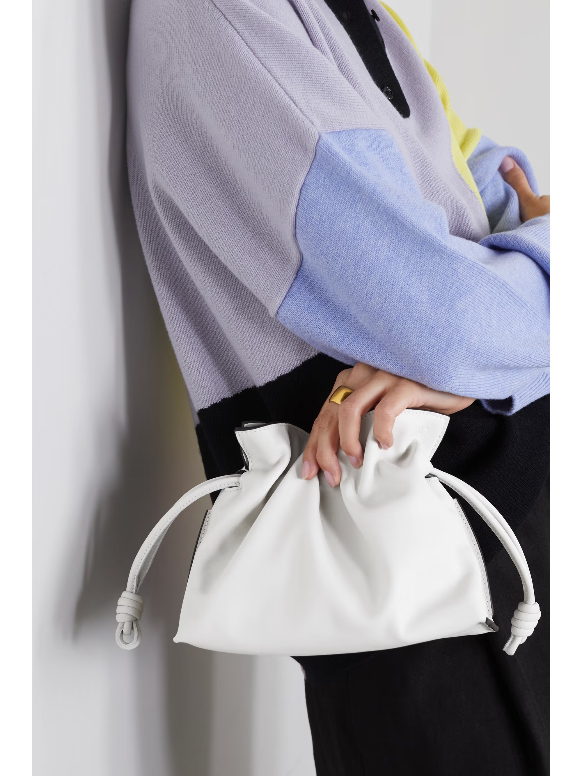 White Flamenco mini leather clutch | LOEWE | NET-A-PORTER | NET-A-PORTER (US)
