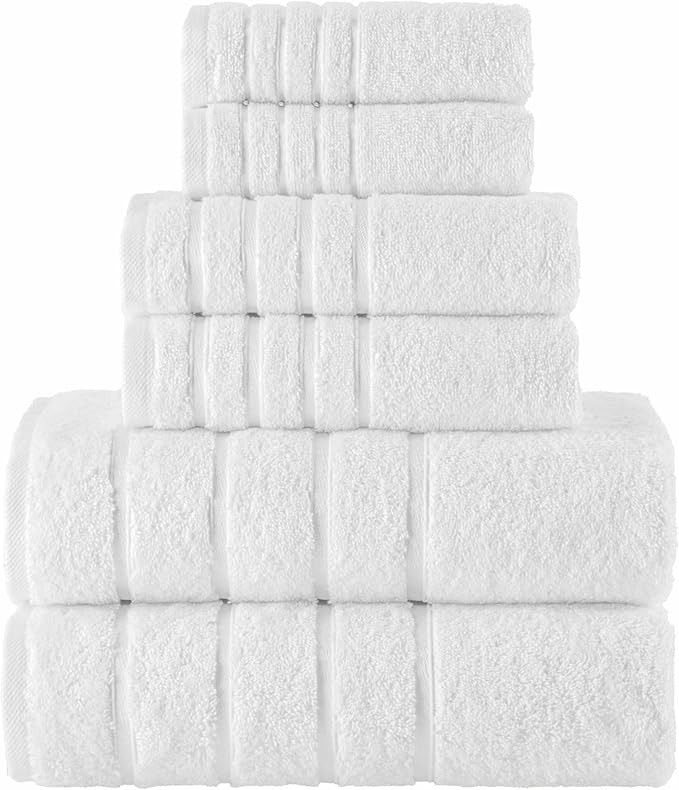 Elegant Comfort 4 Lines Viscose Stripe 6-Piece Premium Towel Set - 100% Turkish Cotton High Absor... | Amazon (US)