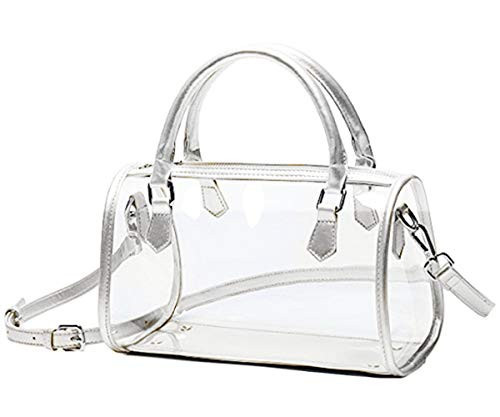 Rullar Women Clear Jelly Purse Transparent Handbag Top Handle Shoulder Bag PVC Purse Totes Satchel White | Amazon (US)
