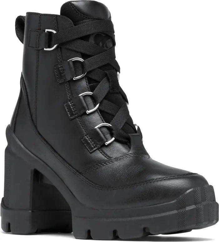 Caribou X Waterproof Lace-Up Block Heel Bootie (Women) | Nordstrom