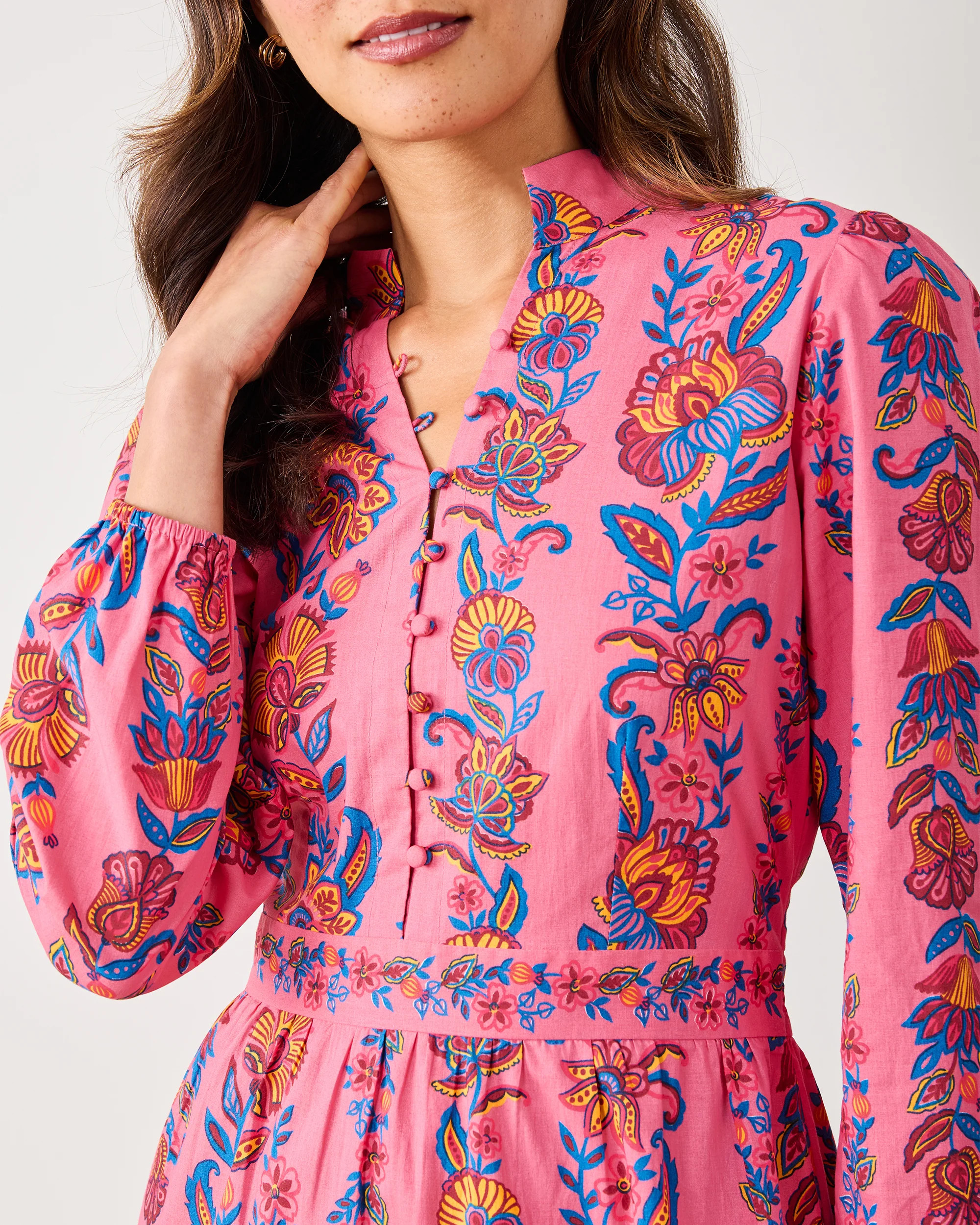 Folklore Flowers - Monroe Dress - Bright Rose | Printfresh