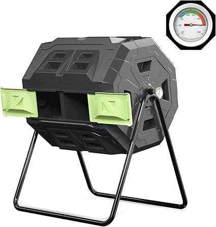 SQUEEZE master Large Compost Tumbler Bin - Outdoor Garden Rotating with Thermometer -Automatic Te... | Amazon (US)