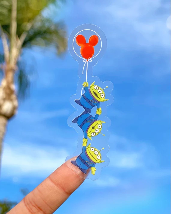 Little Green Men Toy Story Aliens Mickey Balloon Transparent Laptop Stickers/ Disney souvenir dec... | Etsy (US)
