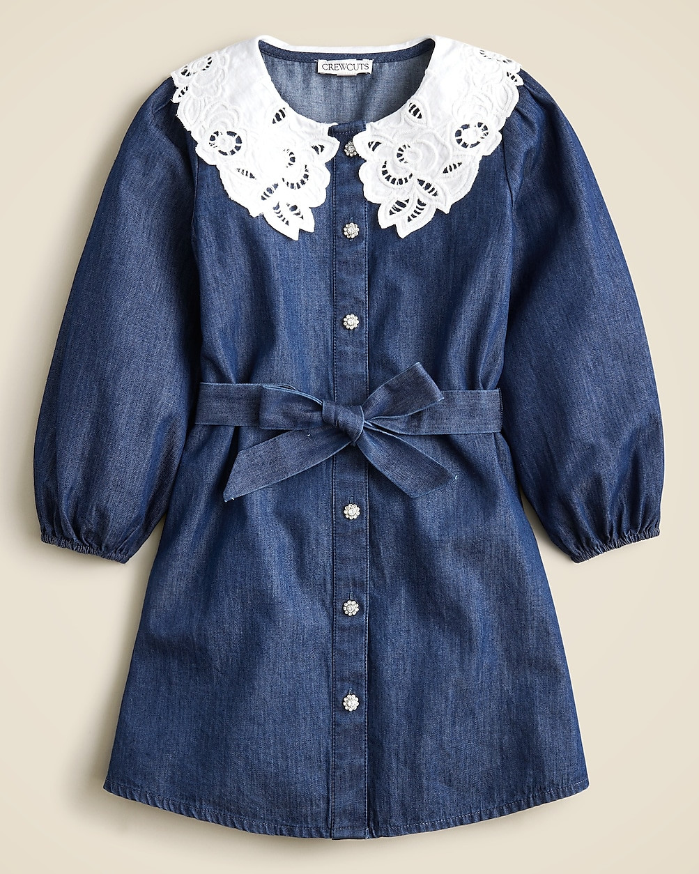 Girls' eyelet-collar dress in chambray | J. Crew US