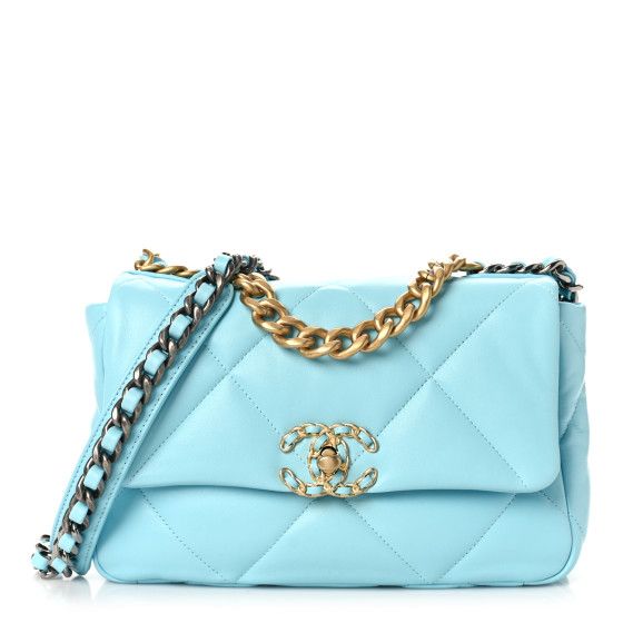 Lambskin Quilted Medium Chanel 19 Flap Light Blue | FASHIONPHILE (US)