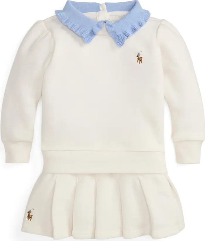 Contrast Collar Sweatshirt & Pleated Skirt Set | Nordstrom