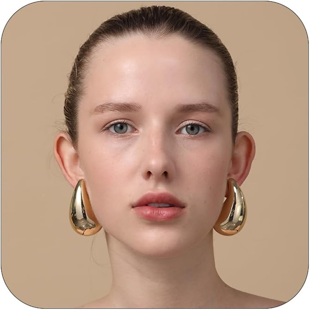 Extra Large Big Drop Earrings for Women, Oversized Chunky Gold Hoop Earrings Lightweight Hypoalle... | Amazon (US)