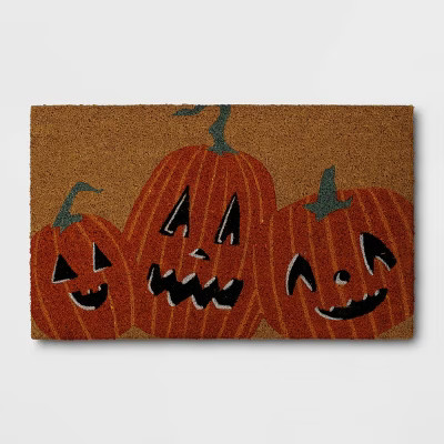 1'6"x2'6" Three Jack O Lanterns Coir Doormat Orange - Hyde and EEK! Boutique™ | Target