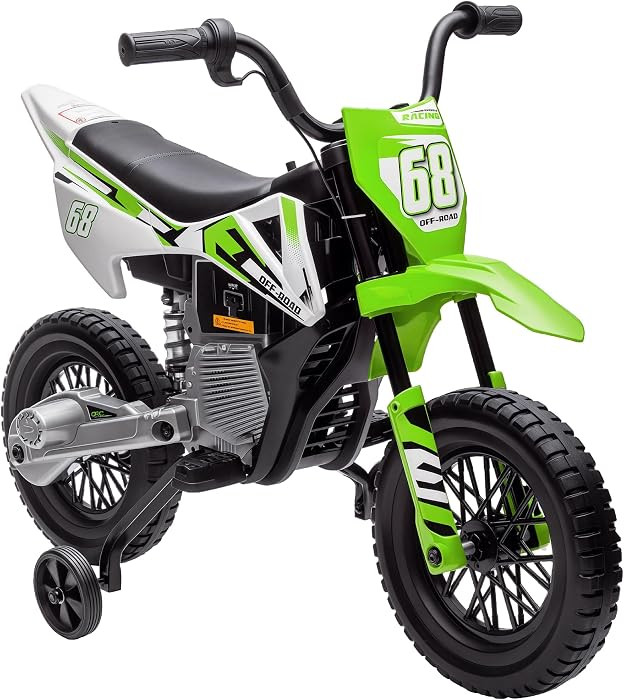 Qaba Kids Dirt Bike with Twist Grip Throttle 12V for Toddler Music Green | Amazon (US)