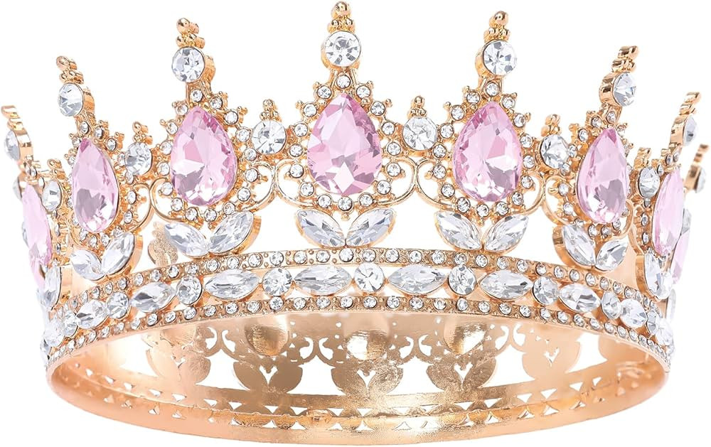 Pink Queen Crown for Women Crystal Tiara for Women Rhinestone Wedding Headband for Bride Hair Acc... | Amazon (US)