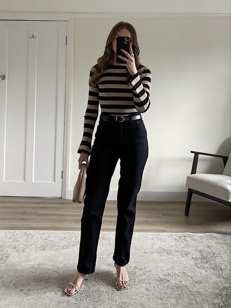 Six dress top options styled with the same jeans and accessories
Size 10 in the new look striped ribbed knit cropped jumper
26Reg in the Abercrombie ‘saturated black’ straight leg jeans 
I’m 5ft 6 
Topshop silver heels
Topshop beige bag 


#LTKeurope #LTKstyletip