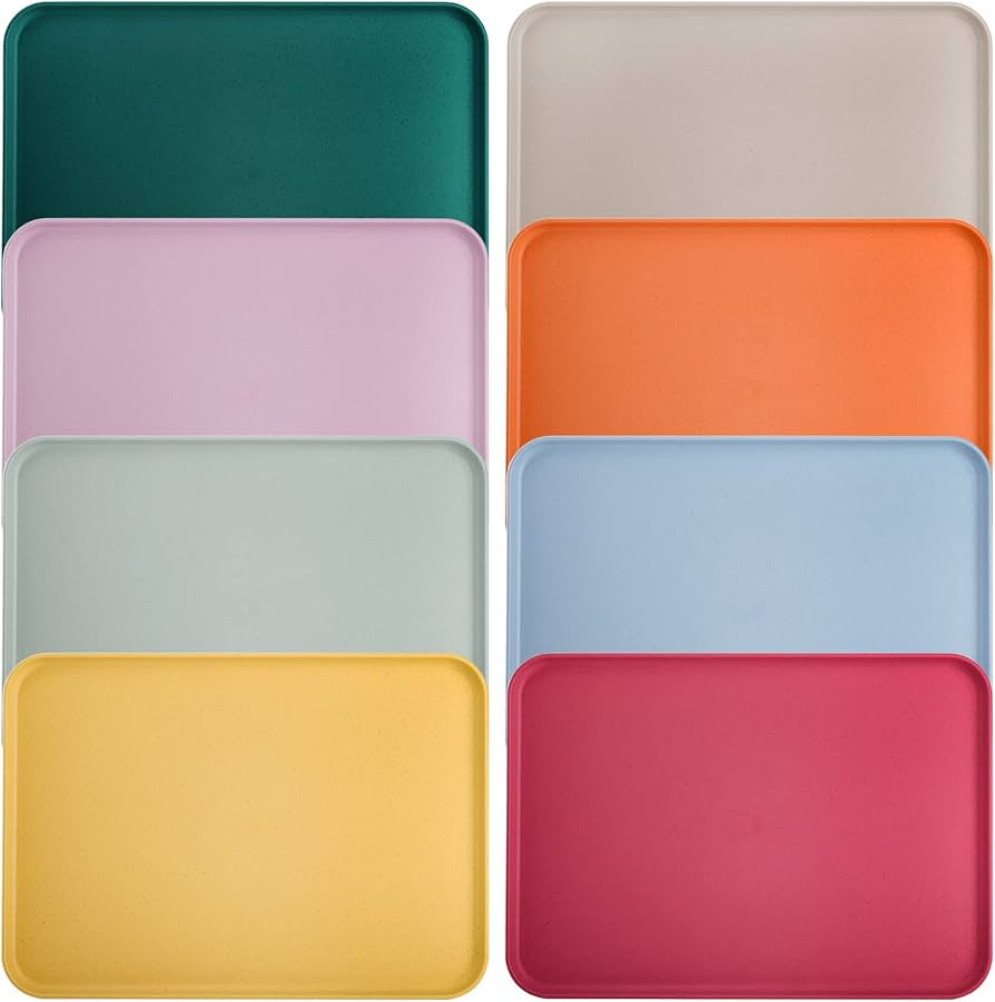Lyellfe 8 Pack Fast Food Serving Tray, 15 by 10-Inch Wheat Straw Cafeteria Tray, Colorful Restaur... | Amazon (US)