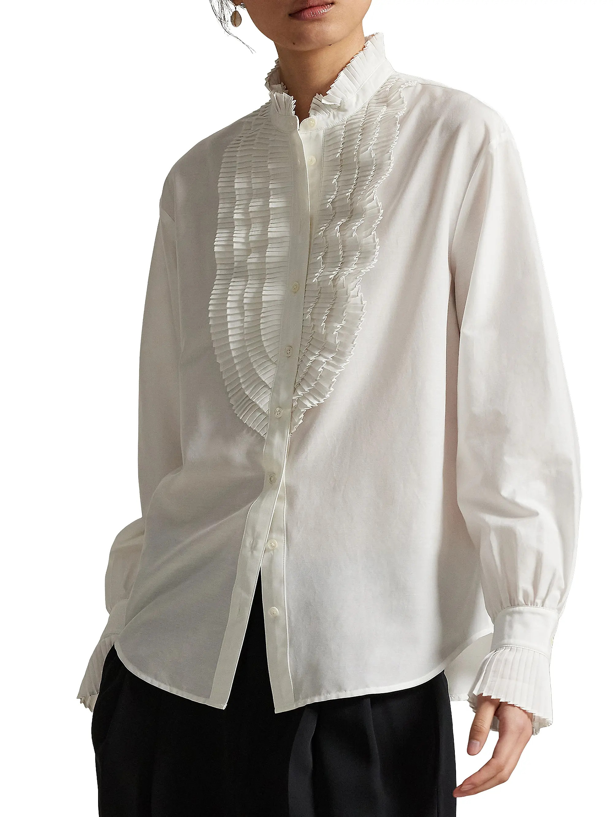 Polo Ralph Lauren Ruffled Relaxed Woven Blouse | Saks Fifth Avenue | Saks Fifth Avenue