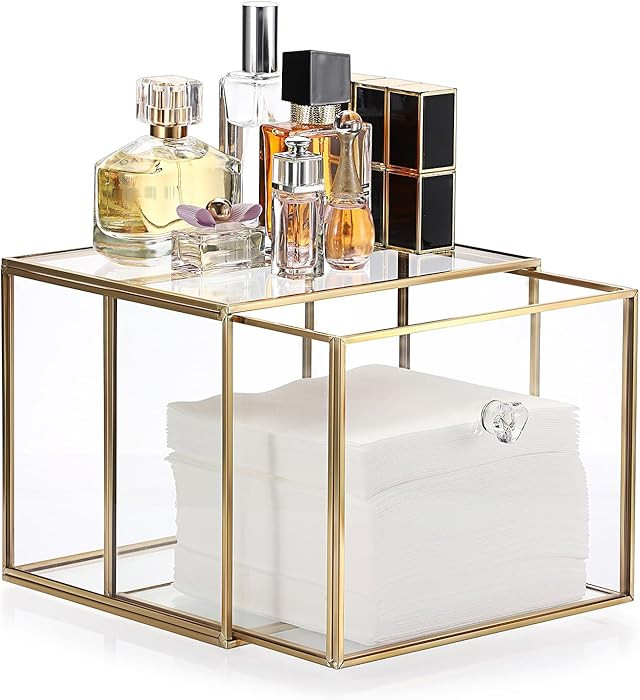 Sumnacon Disposable Face Towel Holder Glass Face Towels Storage Box with Drawer Compatible with C... | Amazon (US)